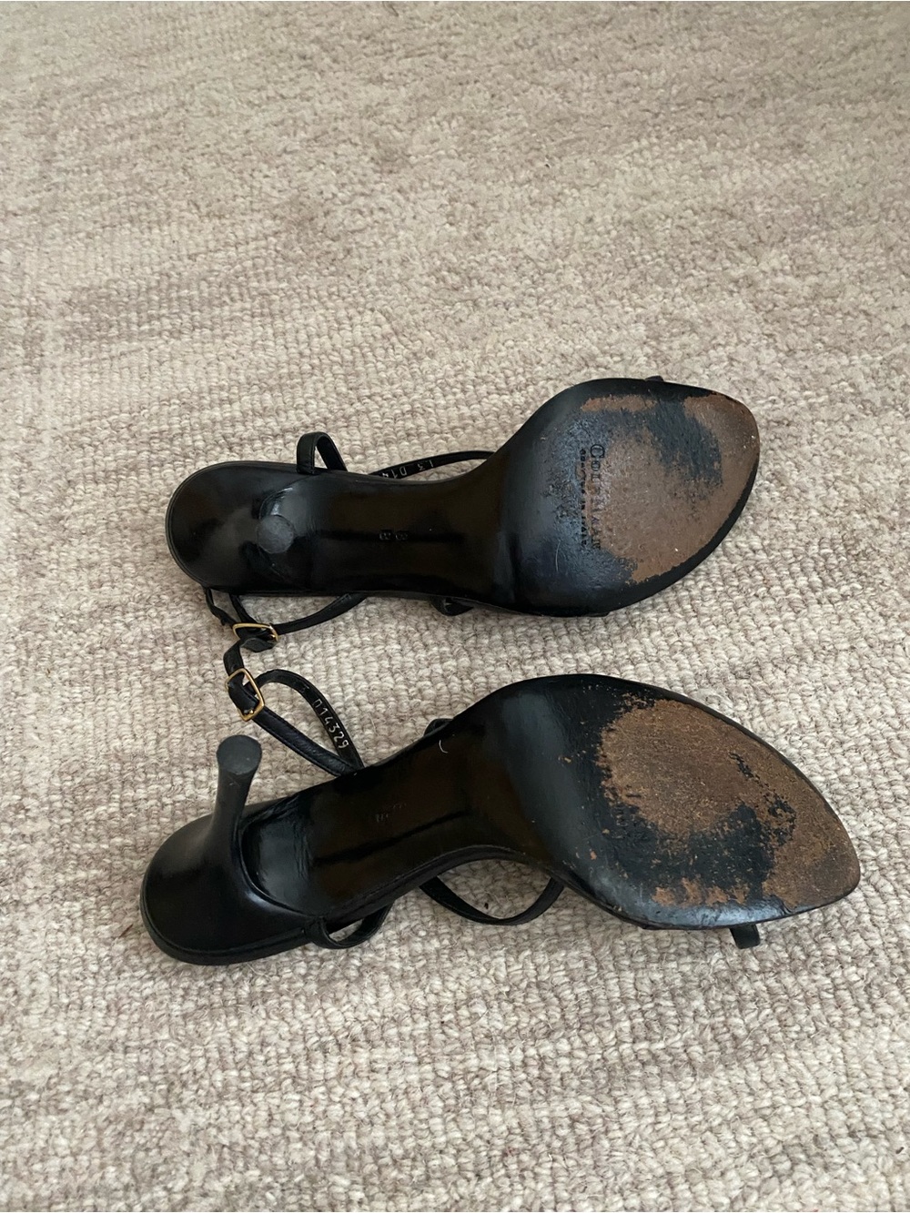 Cole Haan Black Leather Strappy Slingback Heels - Picture 3 of 4